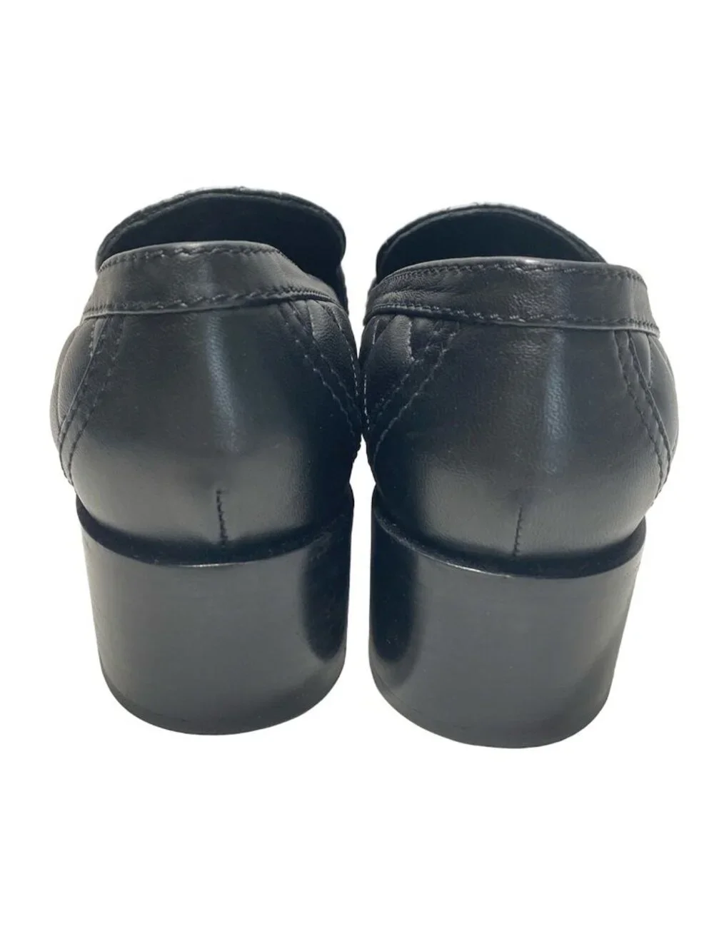 Chanel Loafers Quilted Black Heart Turnlock Gold Platforms